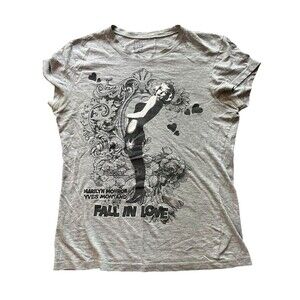 VTG Y2K Girls Teen Junior MARILYN MONROE T Shirt Size L 11/13 FALL IN LOVE